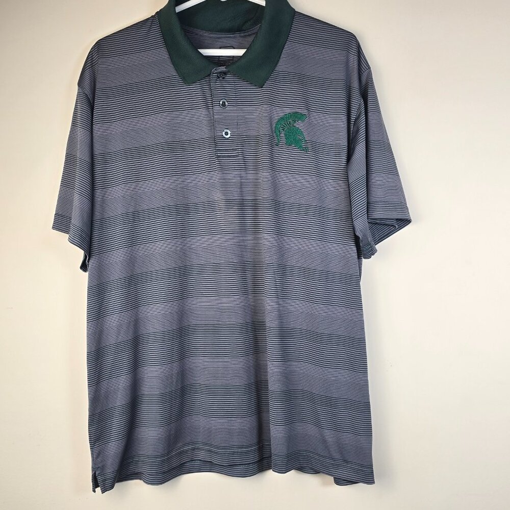 Michigan State Polo Shirt Mens XL Gray Green Golf Performance Spartan MSU